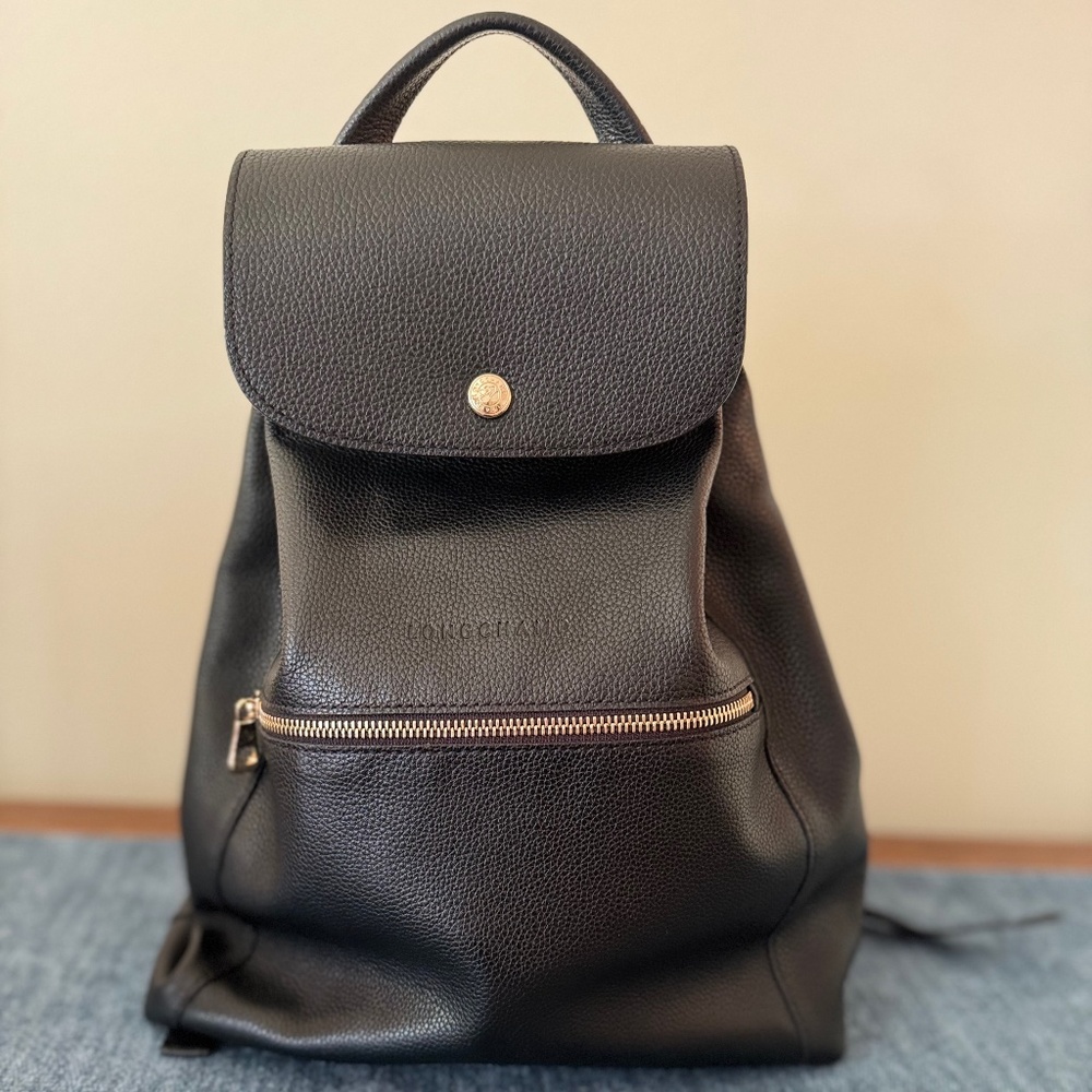 Longchamp Black Leather Backpack